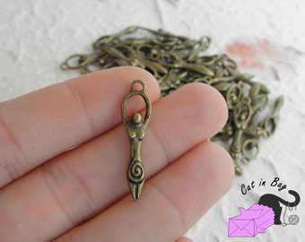 10 Charms pendant Goddess 28x7 mm antique bronze tone - SP33-2