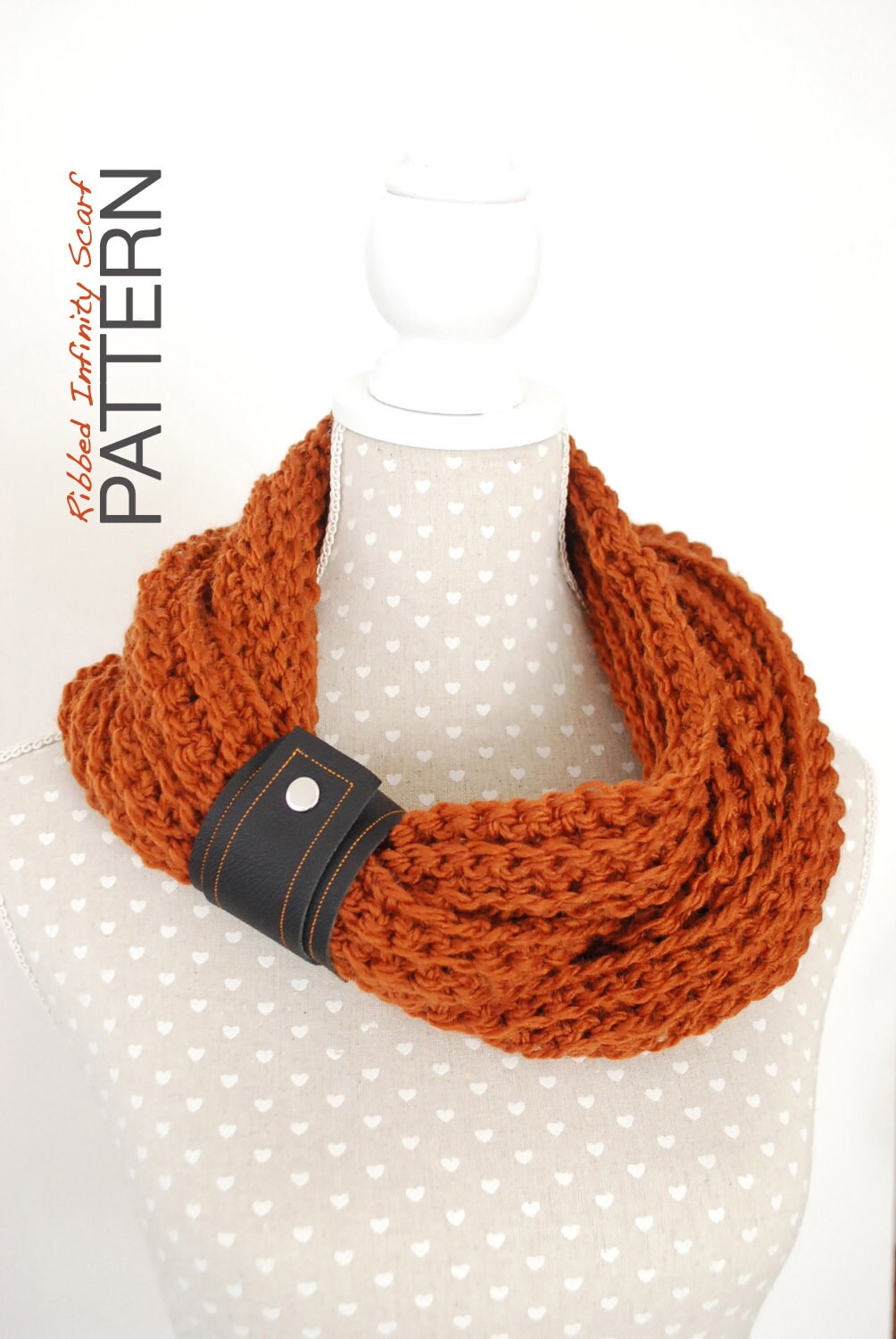 Crochet PATTERN : Chunky Ribbed Infinity Scarf Instant