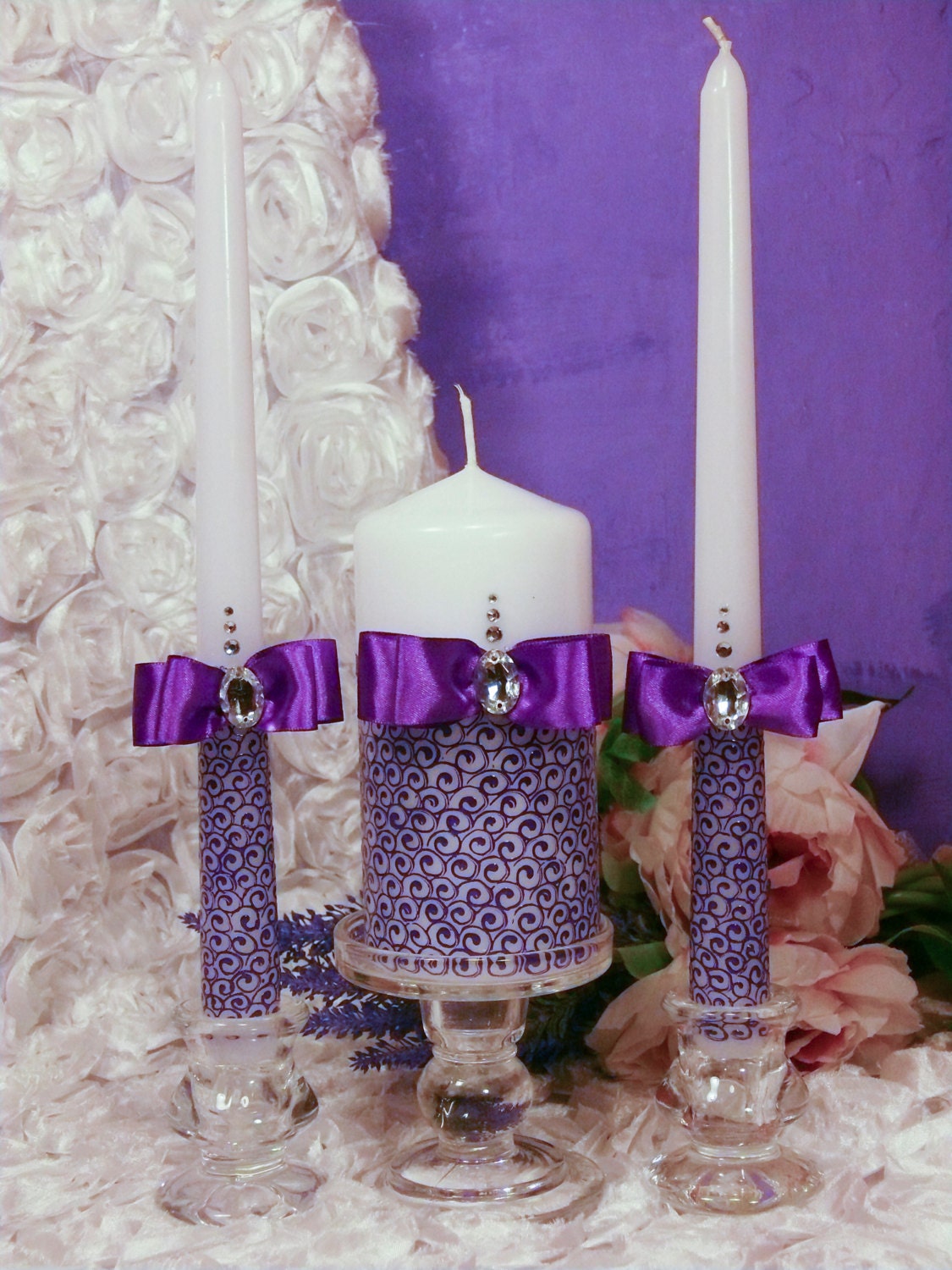 Sale Special Price Purple Wedding Unity Candle candle by DiAmoreDS