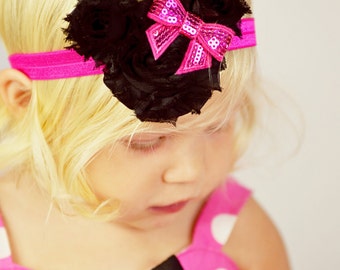 Minnie Mouse Headband - Hot Pink Headband - Baby Headband - Pink Hair Bow - Minnie Headband - Hot Pink Headband