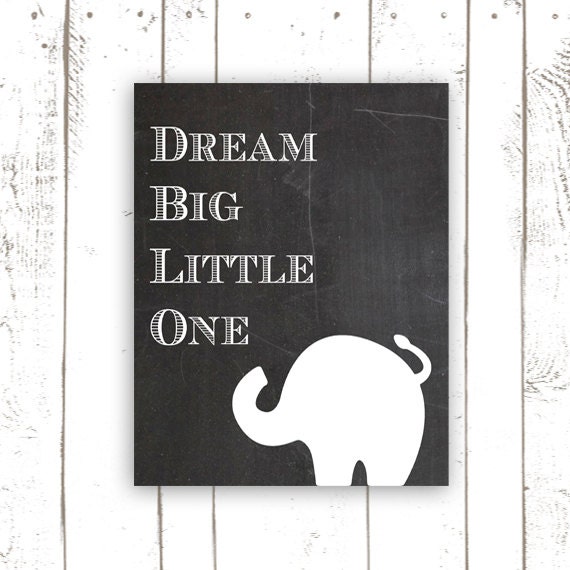 Elephant Nursery Print Chalkboard Nursery by MooseberryPaperCo