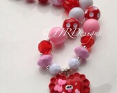 Red Heart Girl Necklace- Valentines Chunky Necklace- Bubble Gum Necklace Il_170x135
