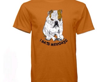 Unisex Grumpy Bulldog T- shirt. Crew neck, English Bulldog 