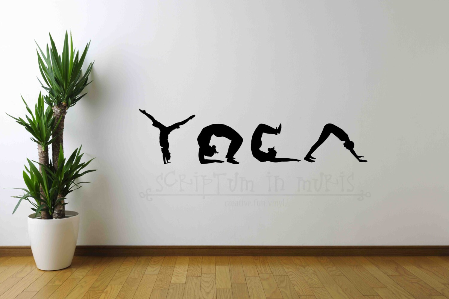 Yoga Spelled in Silhouette for Yoga Studio Namaste Vinyl
