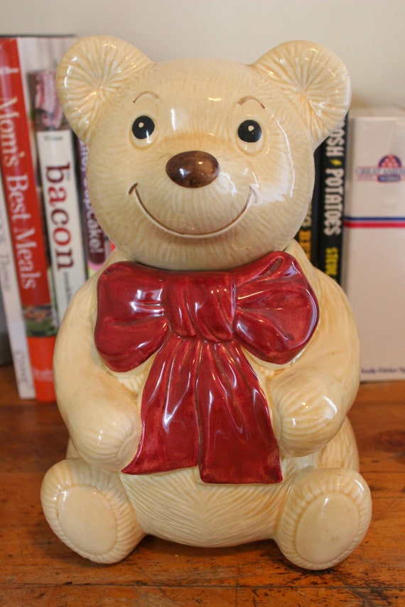 Vintage Ceramic Metlox Teddy Bear Cookie Jar by TheKingandtheCrown