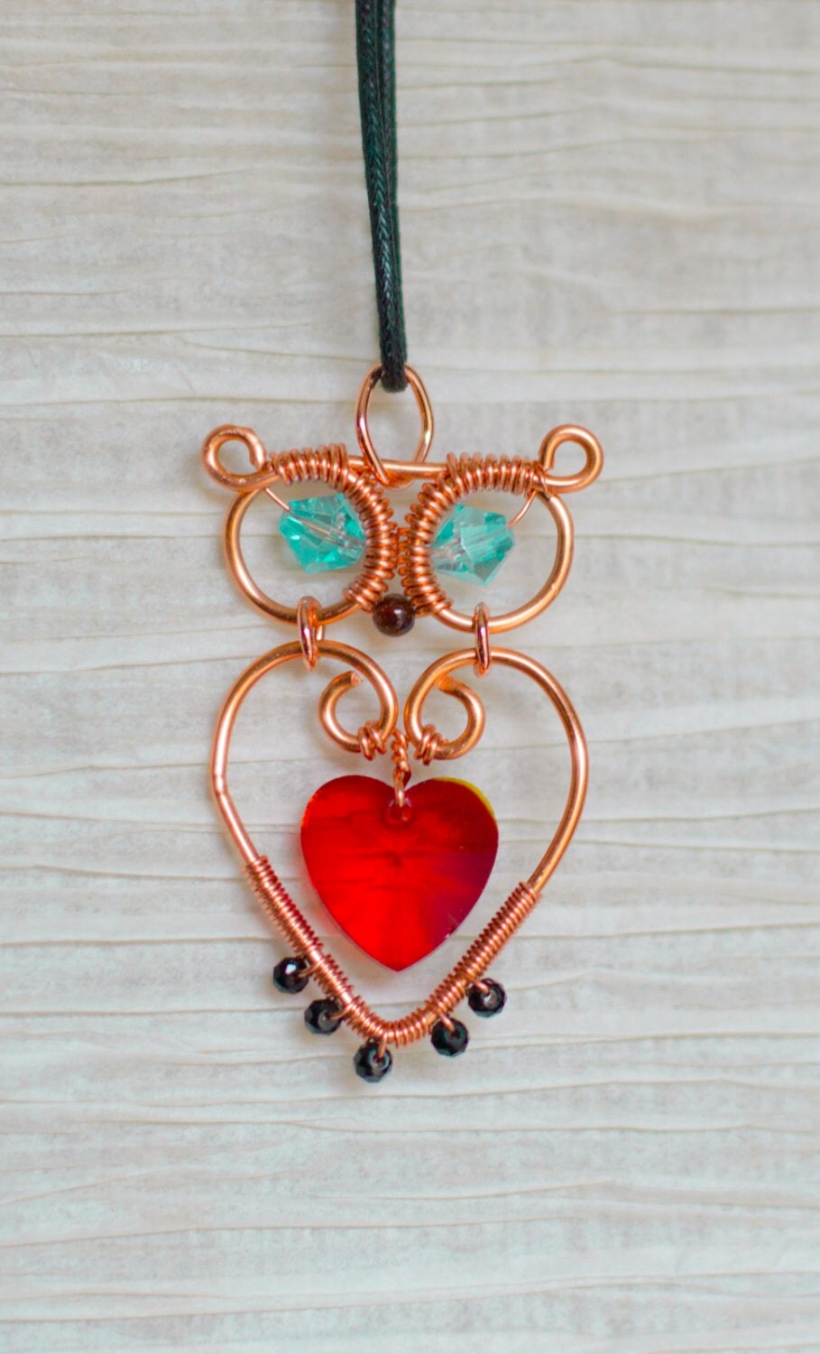 Recycled Wire Wrapped Copper Owl Necklace by RecycledBeautifully