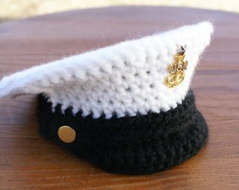 FREE Pattern, 0-3, Military Hat, Crochet Pattern, Military Dress Hat, Dress Cap, Dress Whites, PDF, Baby Militay Hat, Photo Prop, Police Hat