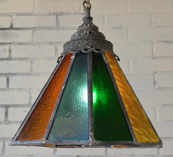 Vintage Stained Glass Hanging Light Lighting