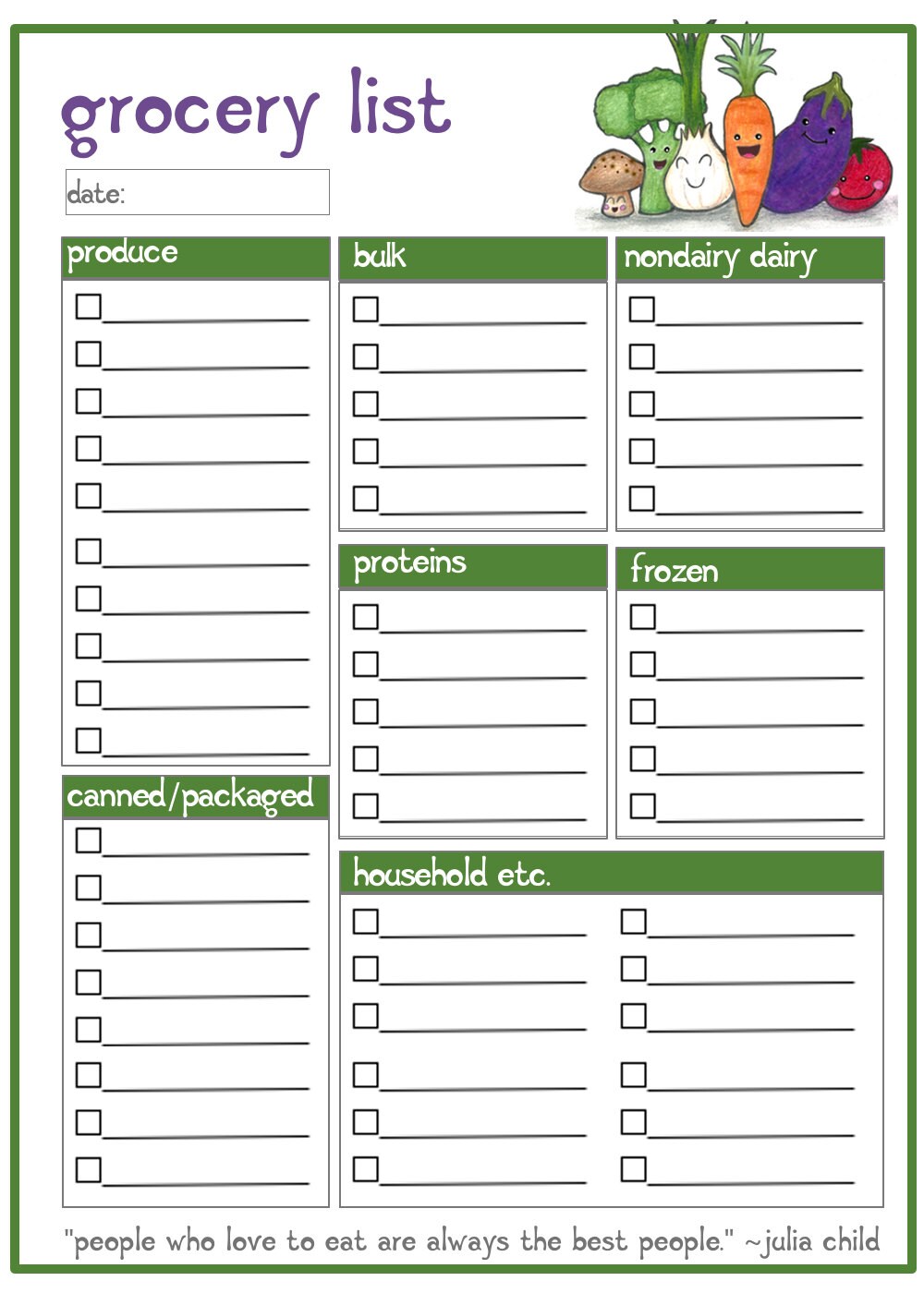 printable vegan friendly grocery lists by tinyrelics on etsy