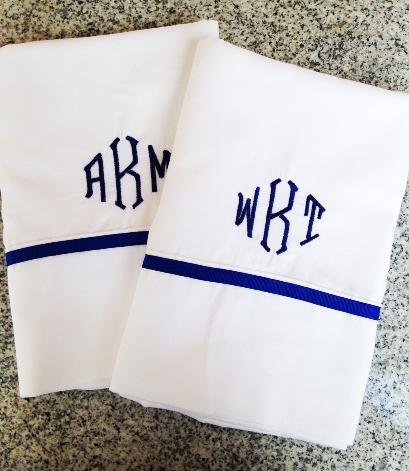 Monogram King Sheet Set with Ribbon Trim / Monogram Bedding