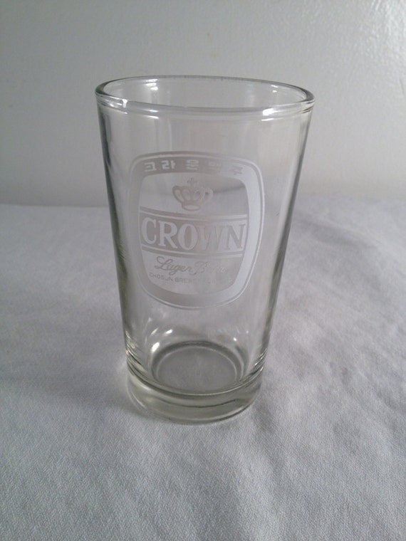 Crown Lager Beer small beer glass 4.5in by ugliducklings on Etsy