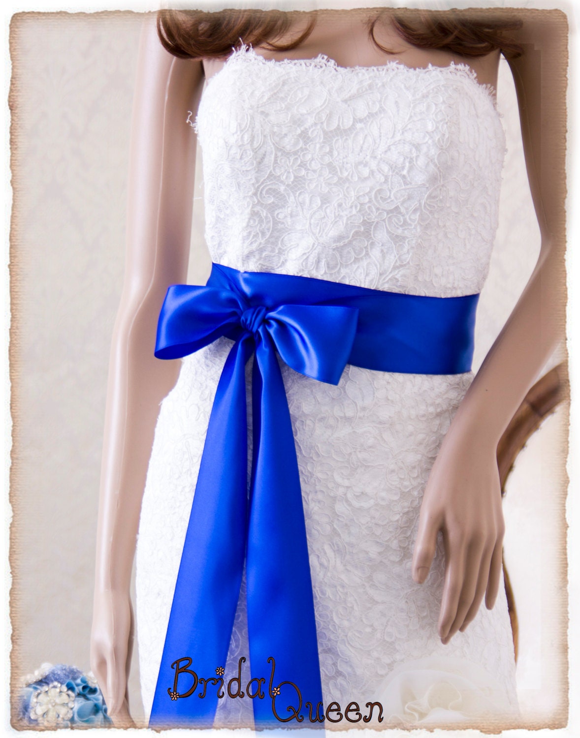 Royal BLUE Satin Bridal Sash Wedding Sash Blue Satin Ribbon
