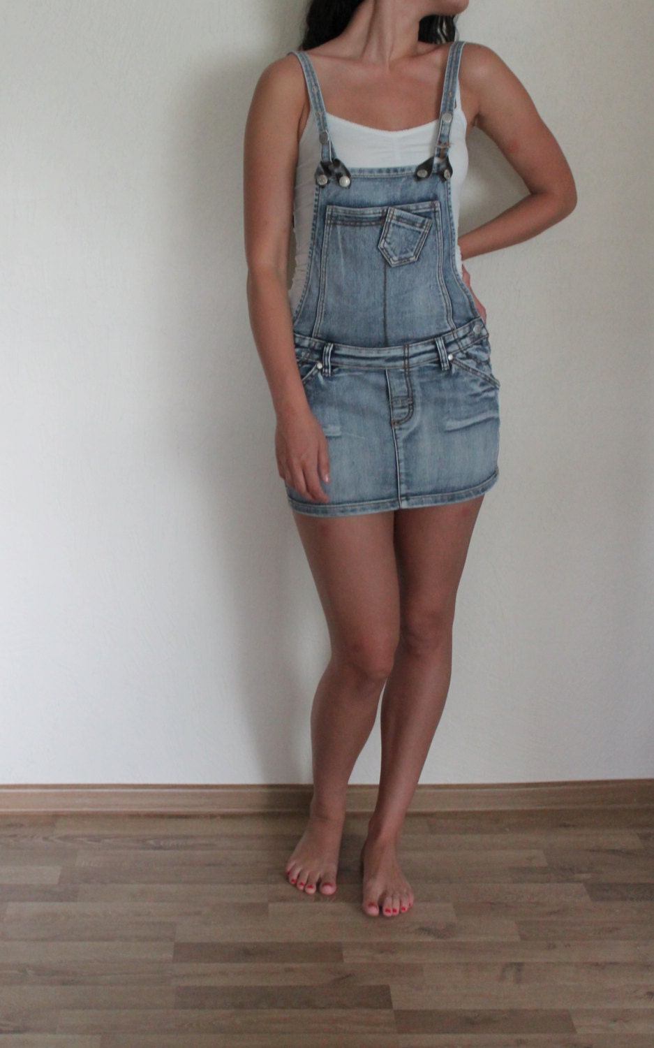 denim skirt and jumper