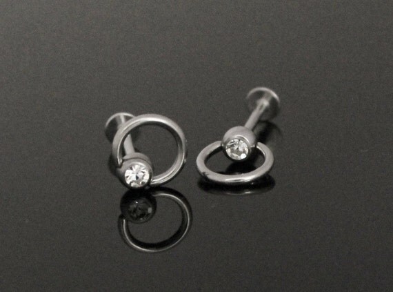 Tongue Piercing Slave Ring Clear CZ Body Piercings by BodyKandie