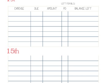 Worksheets Bill Organizer Worksheet bill organizer etsy printable template