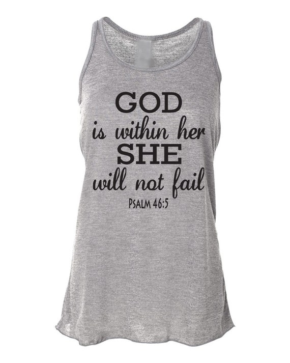 Running Tank Top Psalm 46:5 God Is Within Her. Workout Tank Top. Bella. Christian Clothing. Running Shirt. Marathon. Faith. Bible Verse.