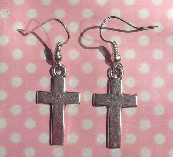 Items similar to Silver cross earrings on Etsy