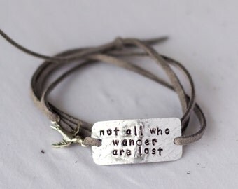 inspirational quote bracelet with bird charm, 