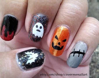 Halloween Variety Vinyl Nail Decals / Vinyl Nail Painting Guides