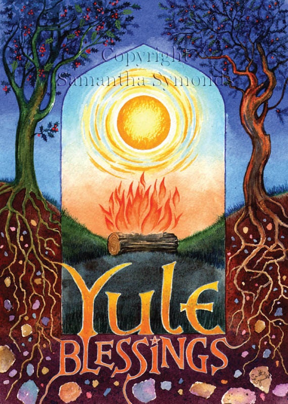 Yule Blessings Card Watercolour Digitally Printed