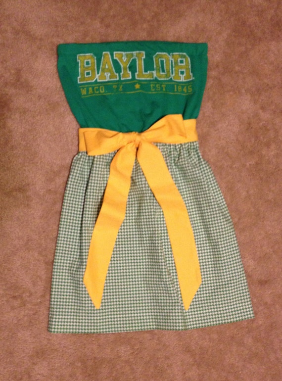 Baylor University Game Day Dress Green Gold Houndstooth
