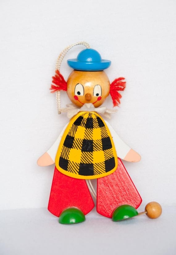 Vintage Sevi Wooden Jumping Jack Toy Pull String Toy Hand