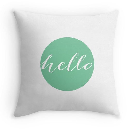 Items similar to Mint Hello Pillow Nursery Pillow Decor Mint