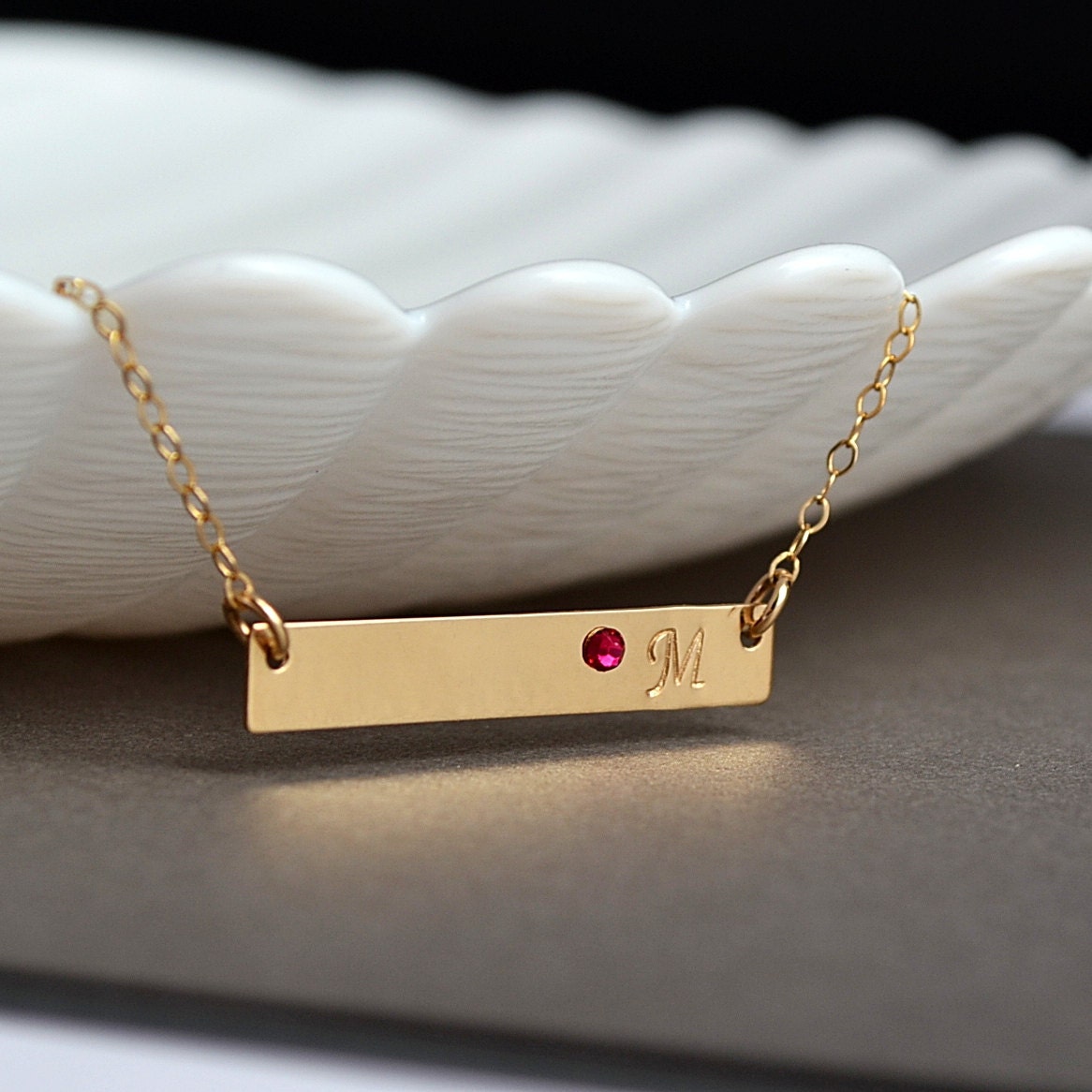 Gold Bar Necklace Personaliozed Gold Bar Necklace Initial