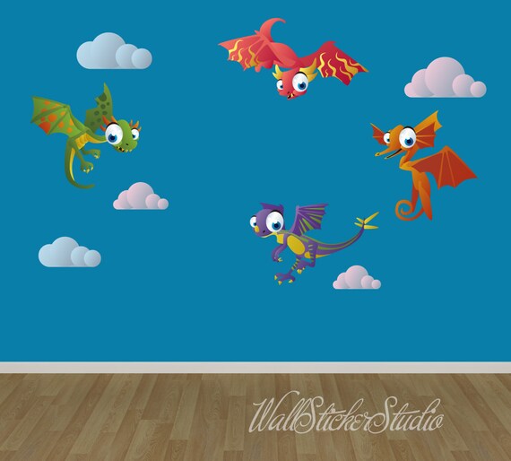 Dragons Fabric Wall Decal Stickers Reusable Wall Decal