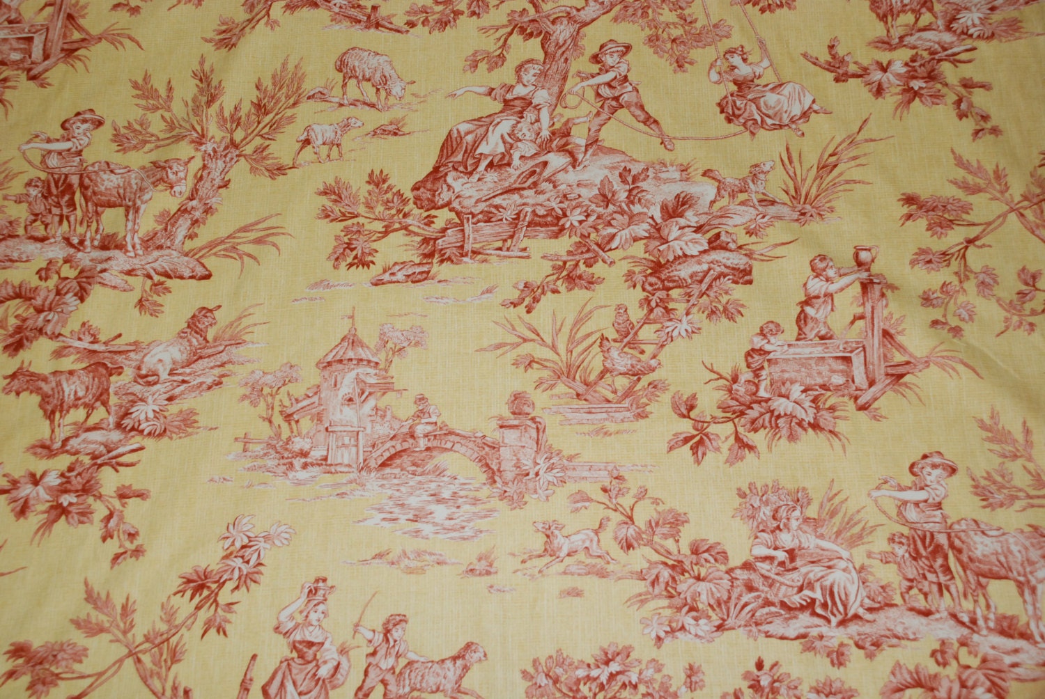 Nouveau Bergere Toile Fabric Fabric By The Yard Yellow