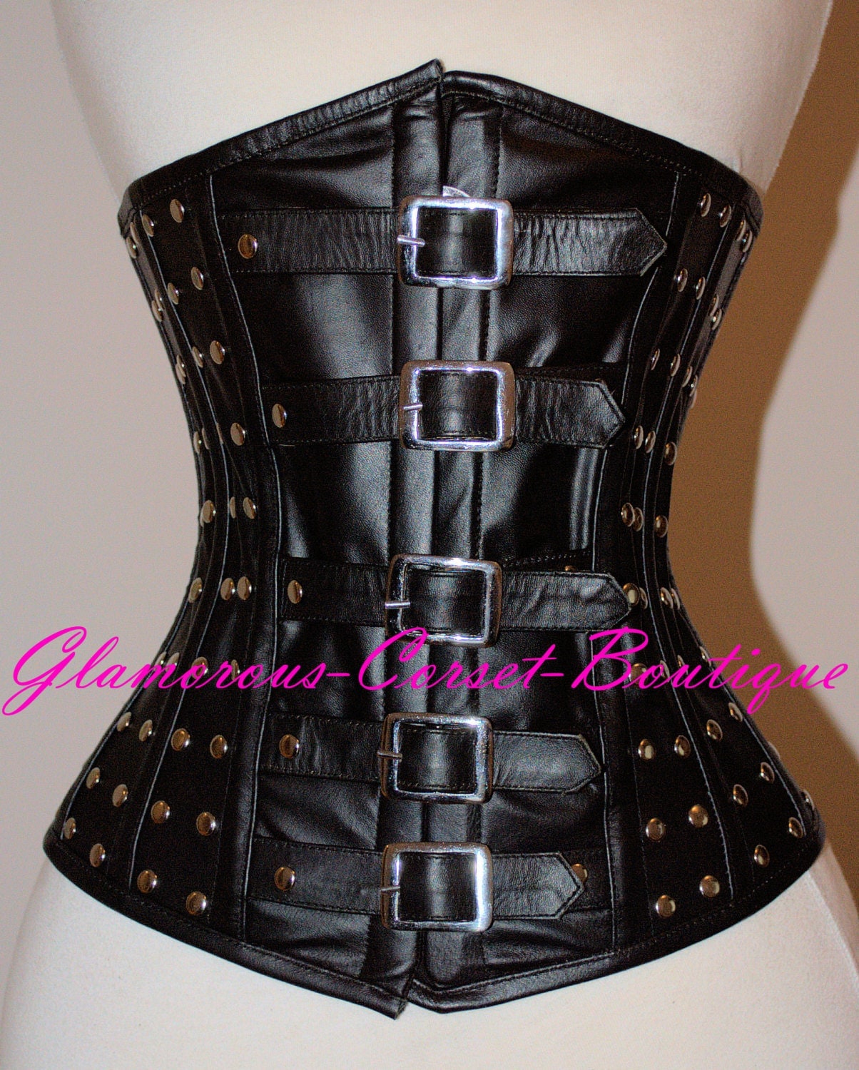 Steel Corset Leather Waist Training Authentic by GlamorousCorset
