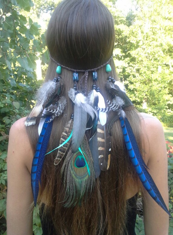 Sapphire Princess Feather headband native by dieselboutique