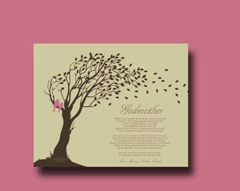 GODMOTHER gift - Personalized gift for Godparents - Gift from Godchild - Personalized Godmother Print - Godmother Keepsake TREE
