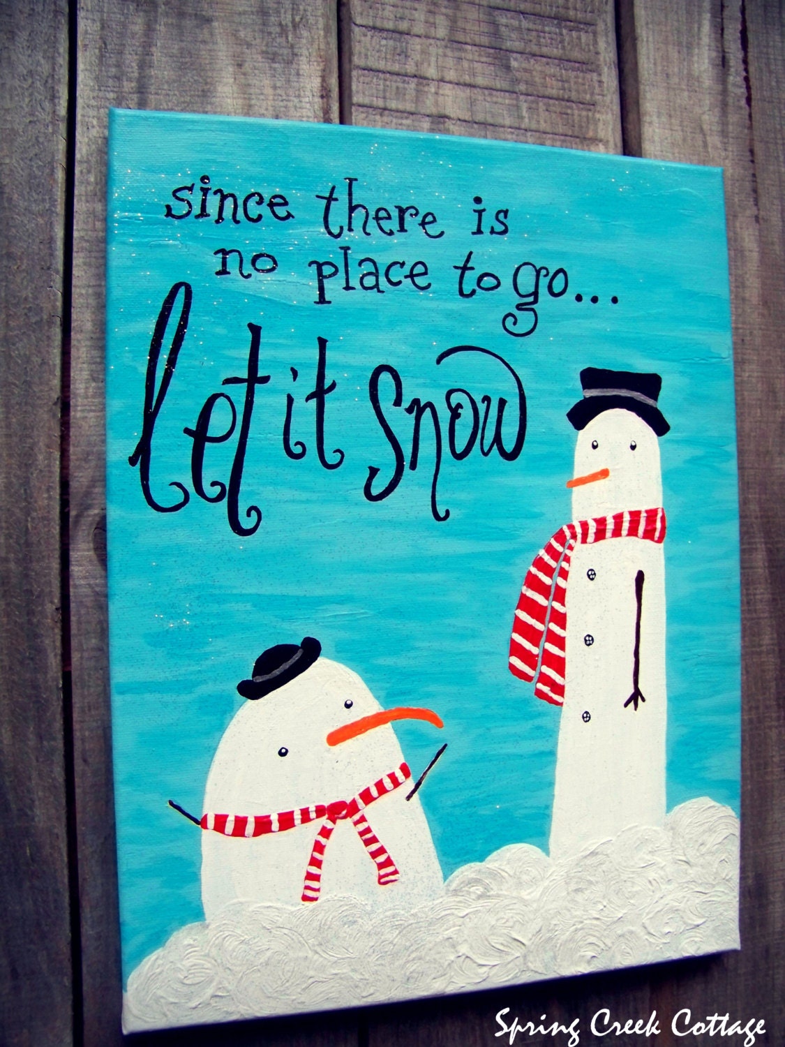 Let It Snow! Whimsical, Hand-painted Snowman Canvas Art