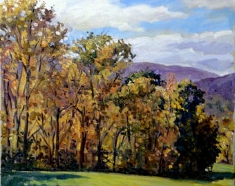Large Oil Painting, Late Autumn in the Berkshires. Realist Landscape, 20x20 Plein Air Impressionist Oil on Canvas, Signed Original Fine Art
