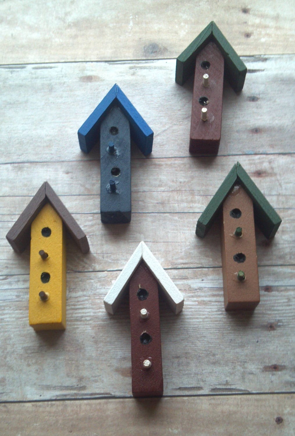 Miniature Wooden Bird Houses / assorted Colors / Craft