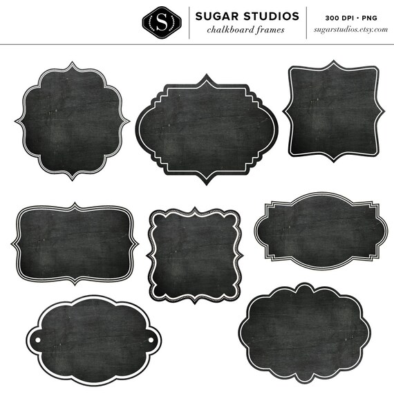 8 Chalkboard Frames Clipart For Personal and Commercial Use