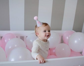 First Birthday Party Hat Cone Hat Glitter Birthday Headband