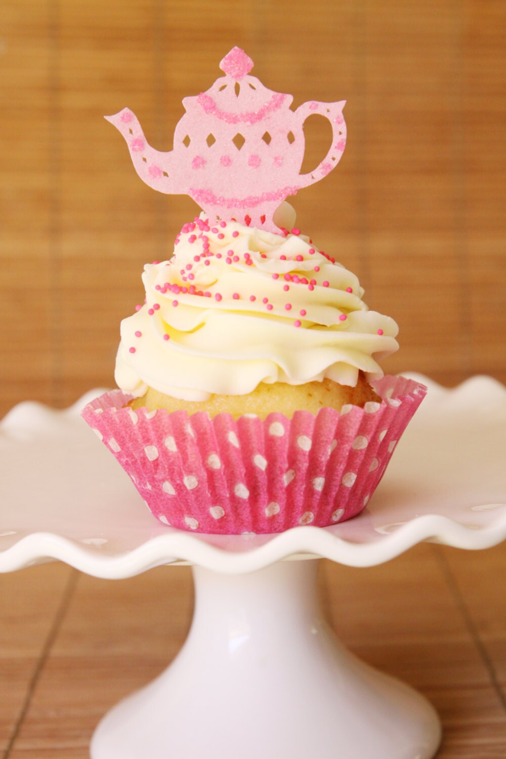 12 EDIBLE Pink Tea Cup and Tea Pot Cupcake by SweetPetalCottage