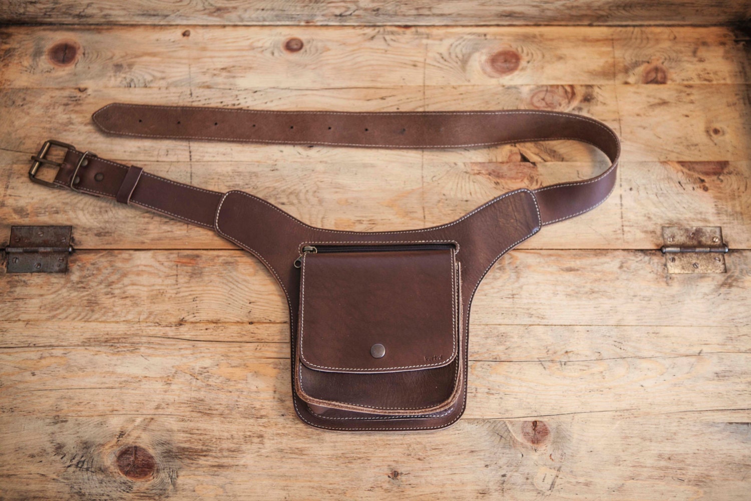 Brown Leather FANNY PACK // Mens Leather Belt Bag // Leather