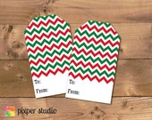INSTANT DOWNLOAD - Printable Chevron Christmas Gift Tags - Red and Green Il_170x135