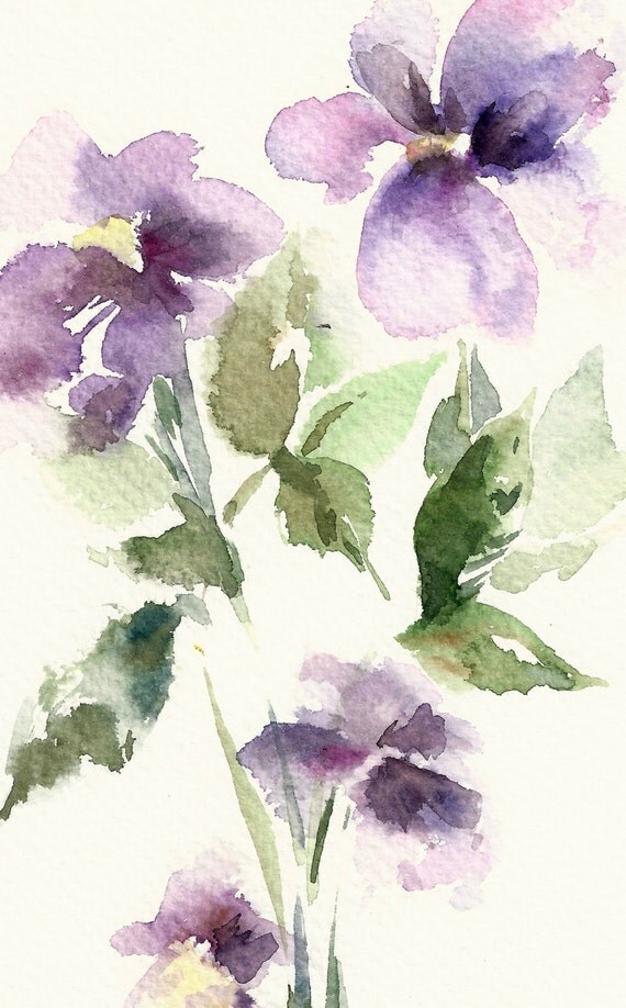 Abstract Flowers Original Watercolor Painting Floral by CanotStop