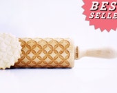 CIRCLES , DIAMONDS - Embossing rolling pin, laser engraved rolling pin.