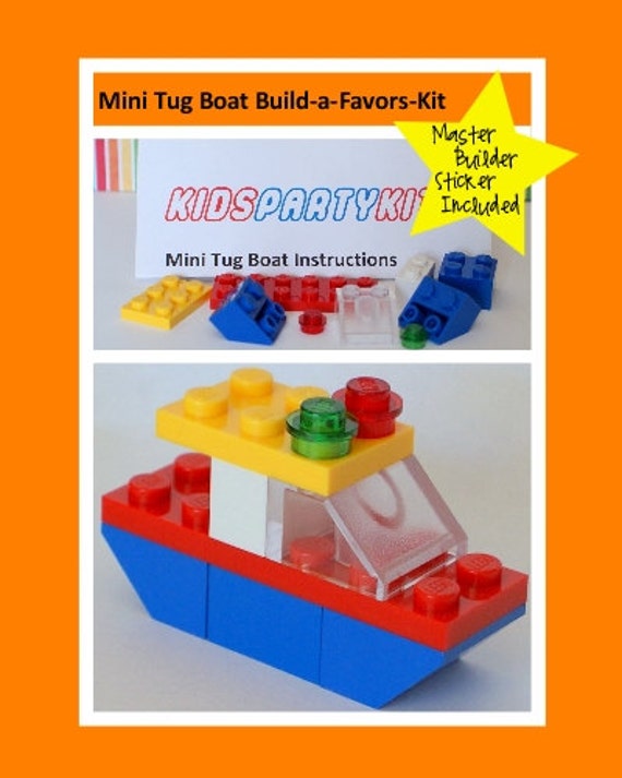LEGO® Party Favor Mini Tug Boat & Sticker by KidsPartyKits