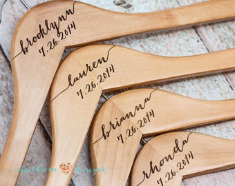 Personalized Bridesmaid Hanger - Wooden Engraved Hanger - Bridal Dress Hanger