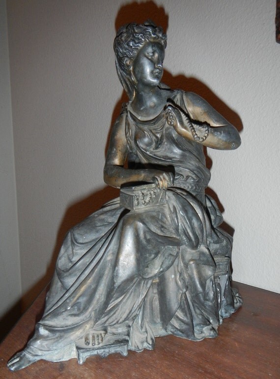 Vintage bronze statue of Victorian woman by Florastreasures