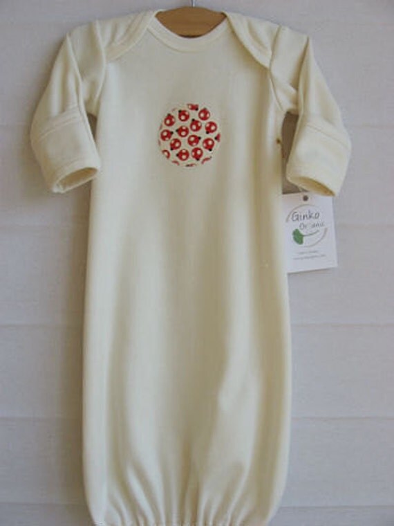 Organic Cotton Baby Sleep sack, Gown - ladybugs appliquÃ©, 0-3m, 3-6m ...