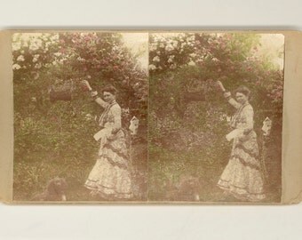 Antique Stereoscope Card 1901 Non-C ommercial Hand-Tinted Color 