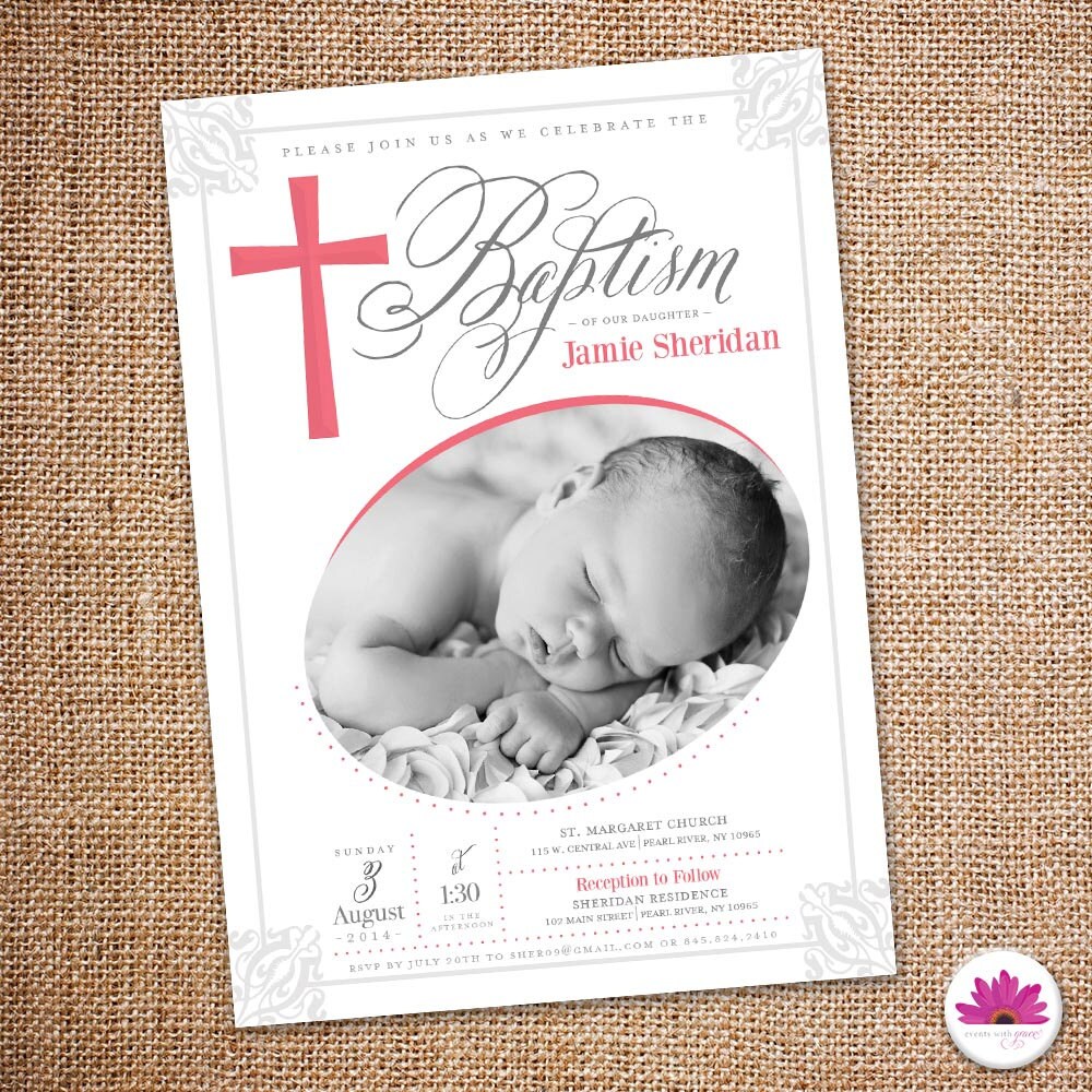 Elegant Baptism Invitation Digital file