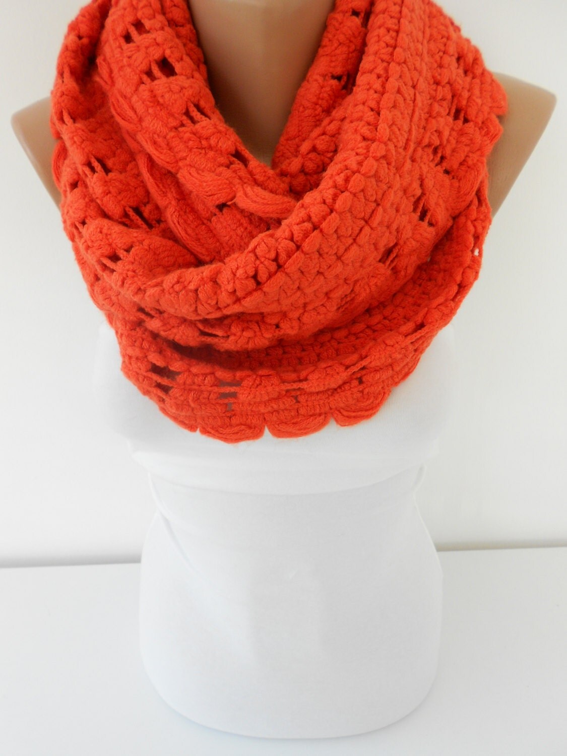 Knit Scarf Infinity Scarf Orange Halloween Scarf Autumn Fall